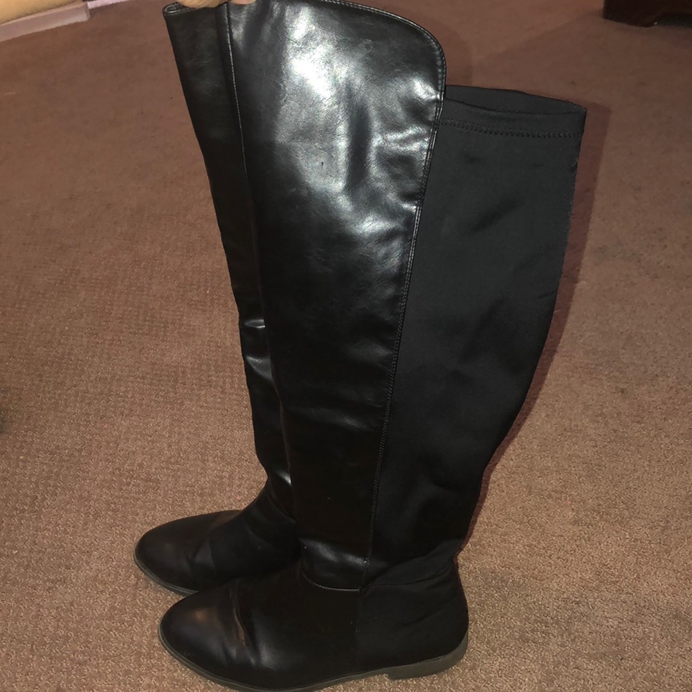 Over the knee wide calf boots.